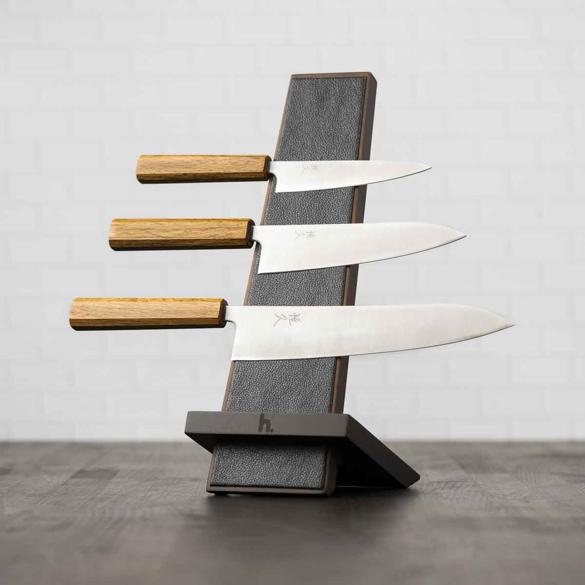 Tsunehisa Ginsan Migaki - 3 Knife Set With Magnetic Benchtop Holder