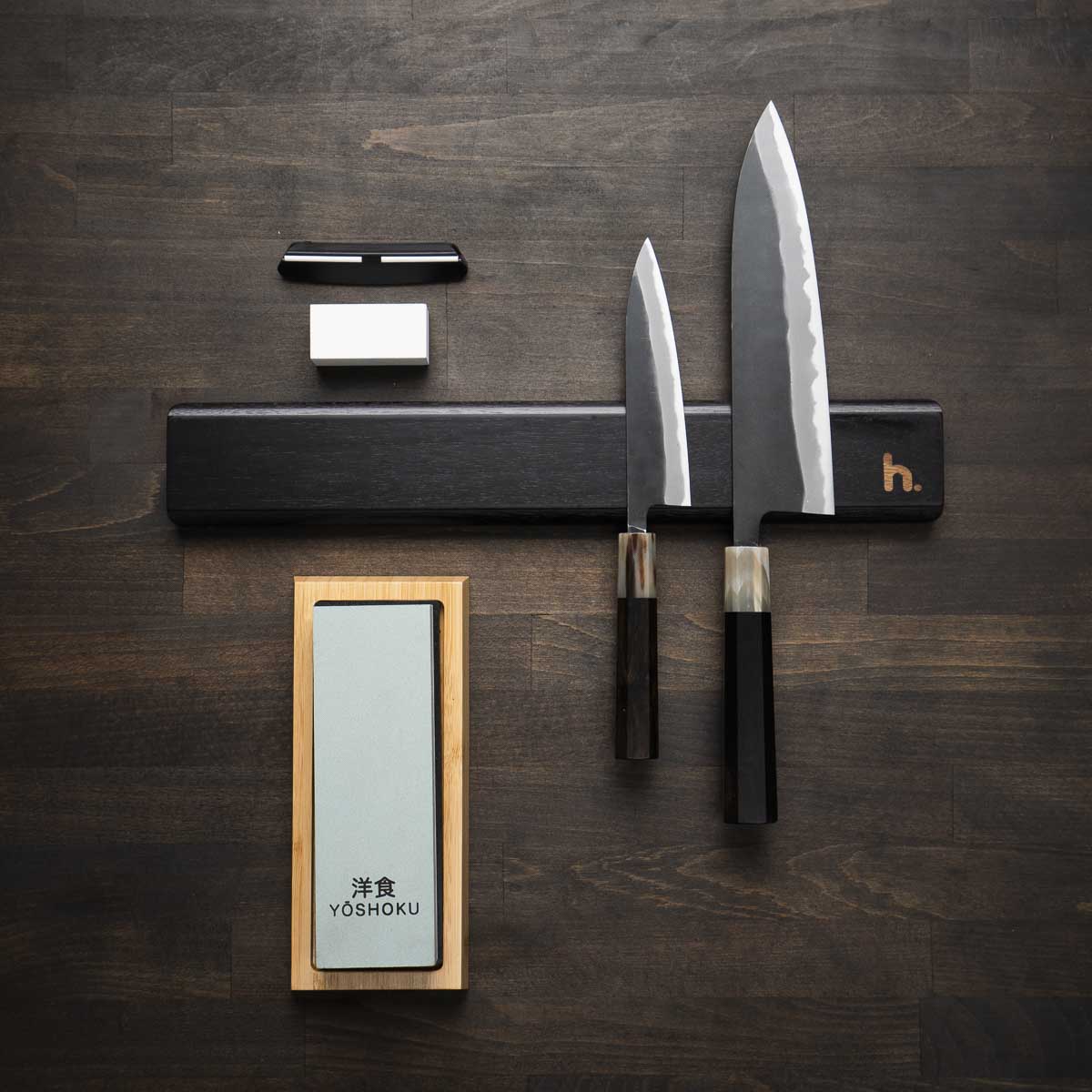 Shiro Kamo Blue 2 Ebony - 2 Knife Set with Magnetic Strip