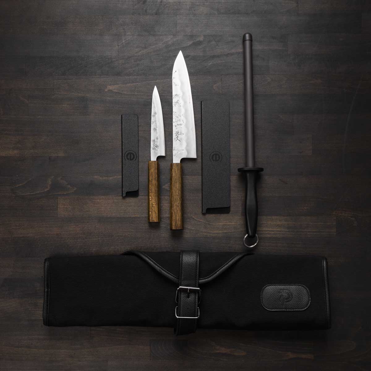 Tsunehisa Ginsan Nashiji 2 Knife Set with Porter Knife Roll