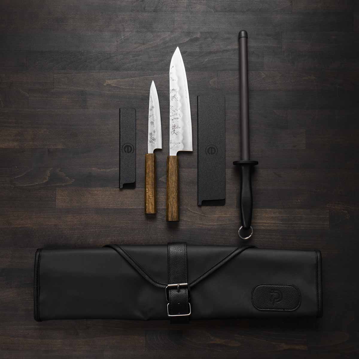 Tsunehisa Ginsan Nashiji 2 Knife Set with Porter Knife Roll