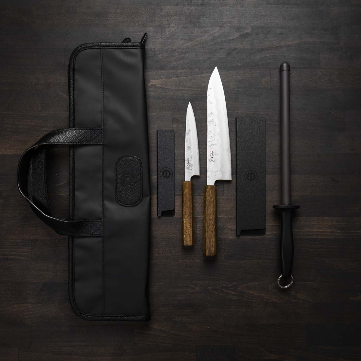 Tsunehisa Ginsan Nashiji 2 Knife Set with Porter Knife Bag