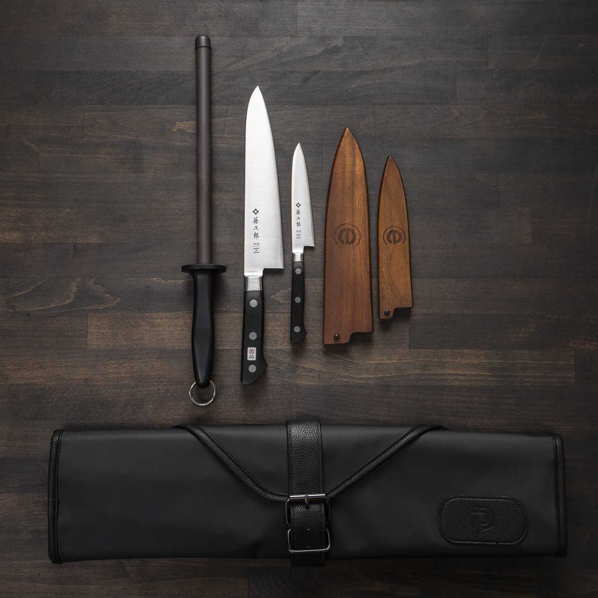 Tojiro DP3 VG10 2 Knife Set with Porter Knife Roll