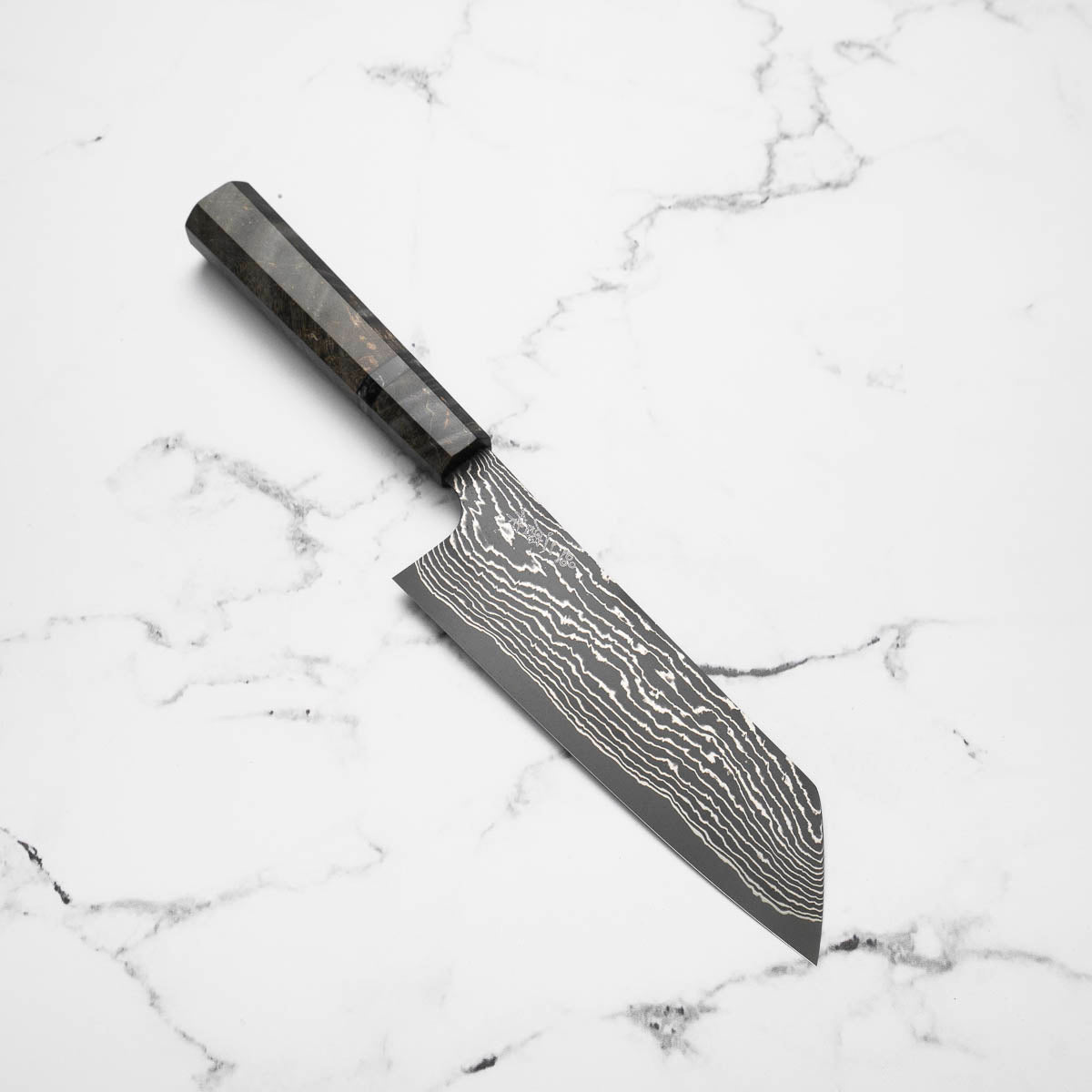 Nigara Hamono "Anmon" SG2 Damascus Bunka 165mm - Dark Maple