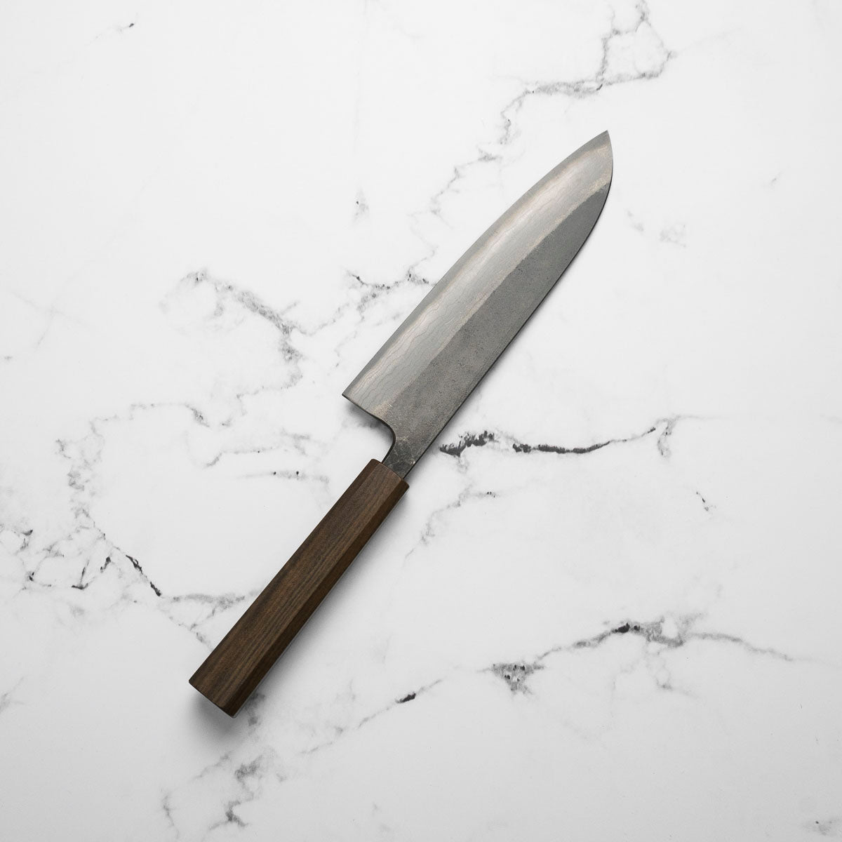 Hatsukokoro Kumokage Blue 2 Kurouchi Damascus Santoku 180mm