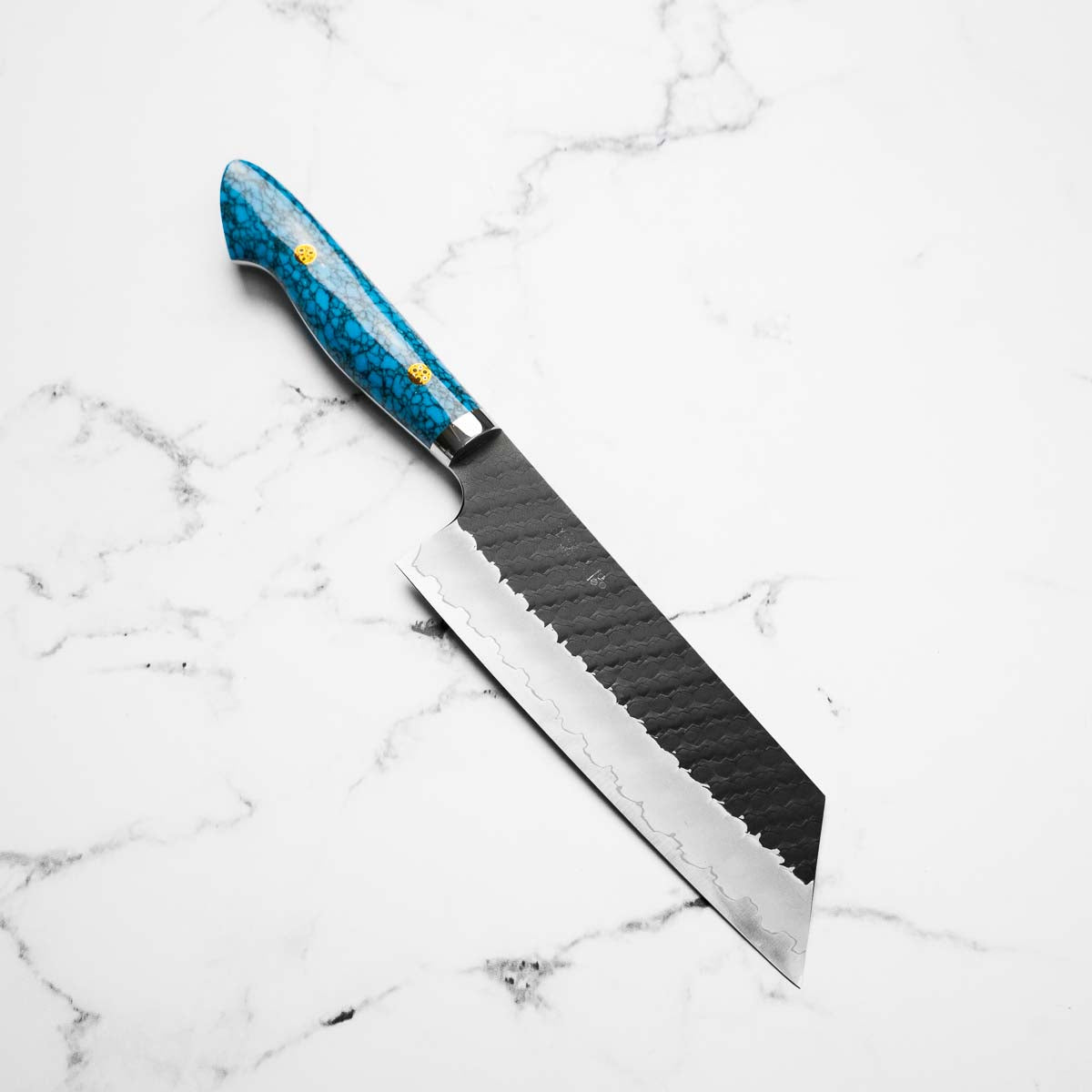 Nigara Hamono SG2 Kurouchi Tsuchime Kiritsuke Nakiri 180mm - Turquoise