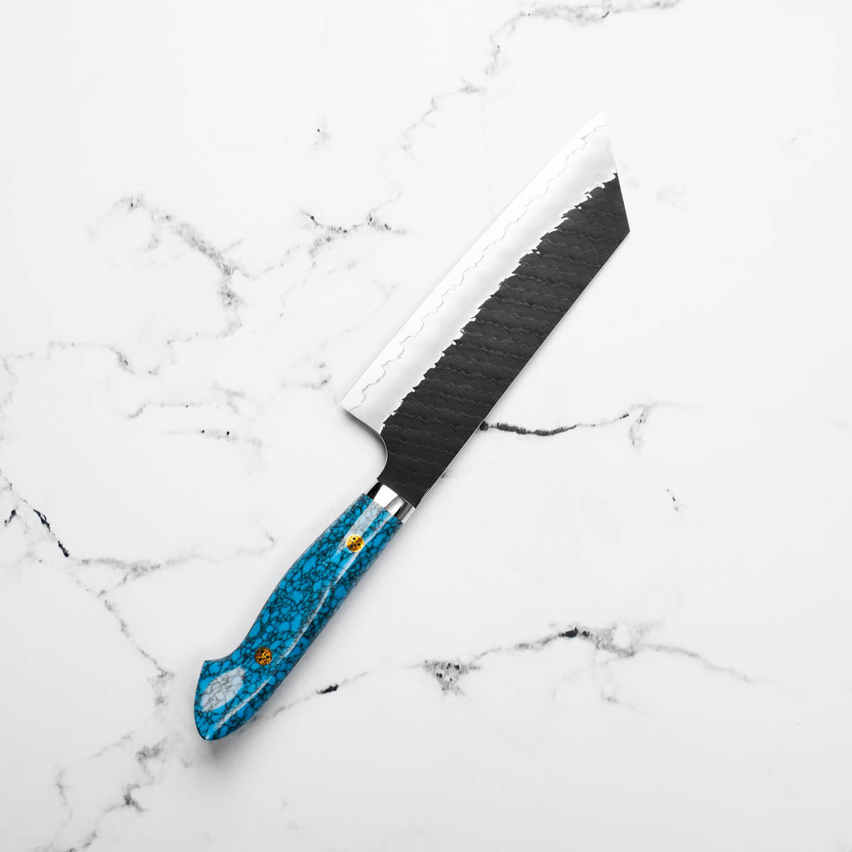 Nigara Hamono SG2 Kurouchi Tsuchime Kiritsuke Nakiri 180mm - Turquoise