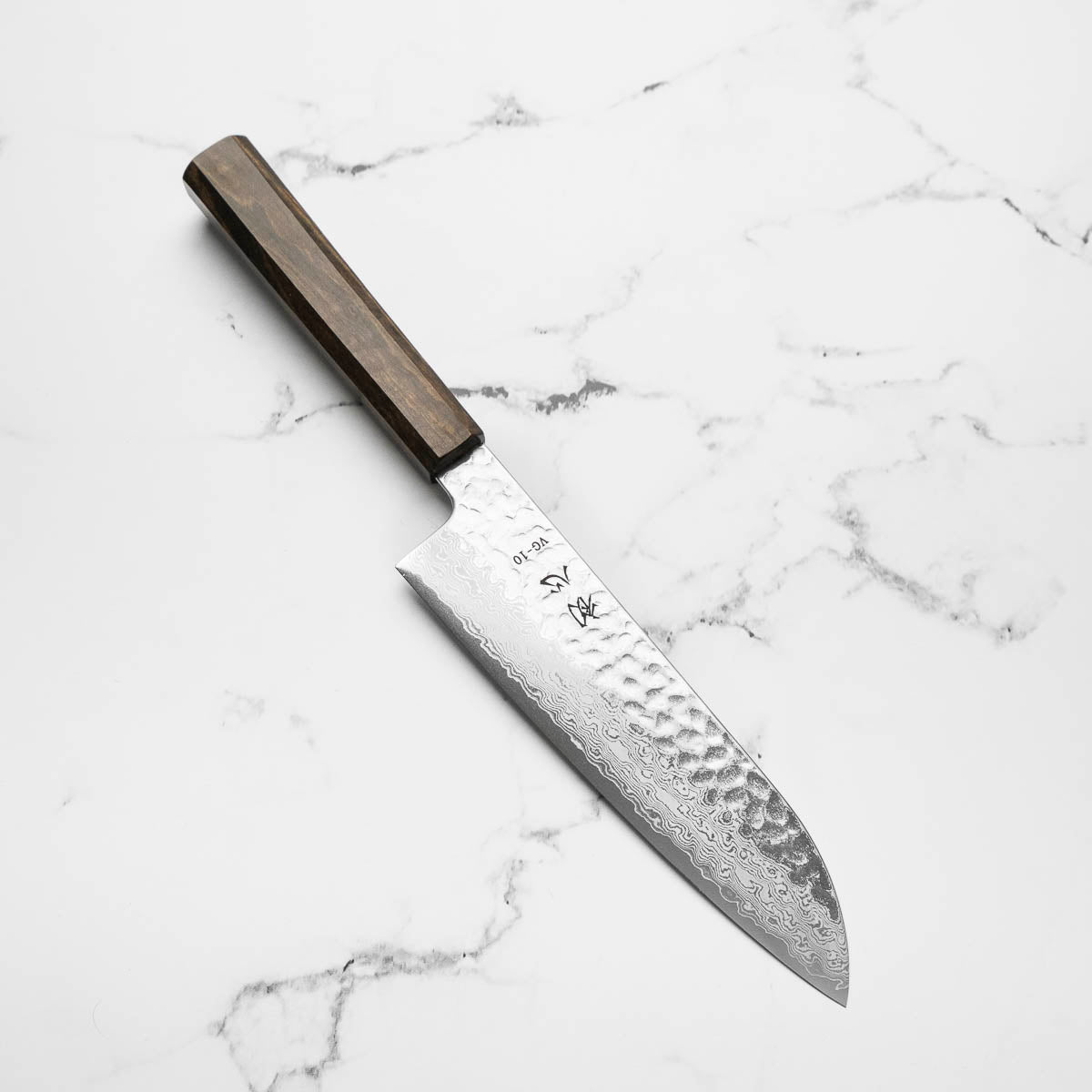 Hatsukokoro Hayabusa VG10 Damascus Tsuchime Santoku 165mm