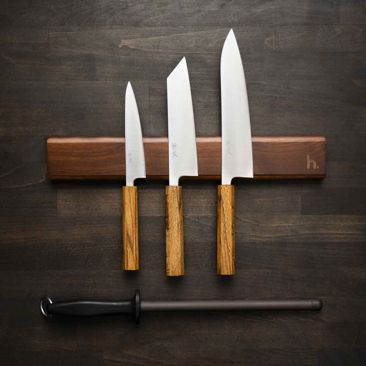 Tsunehisa Ginsan Migaki - 3 Knife Set With Magnetic Strip