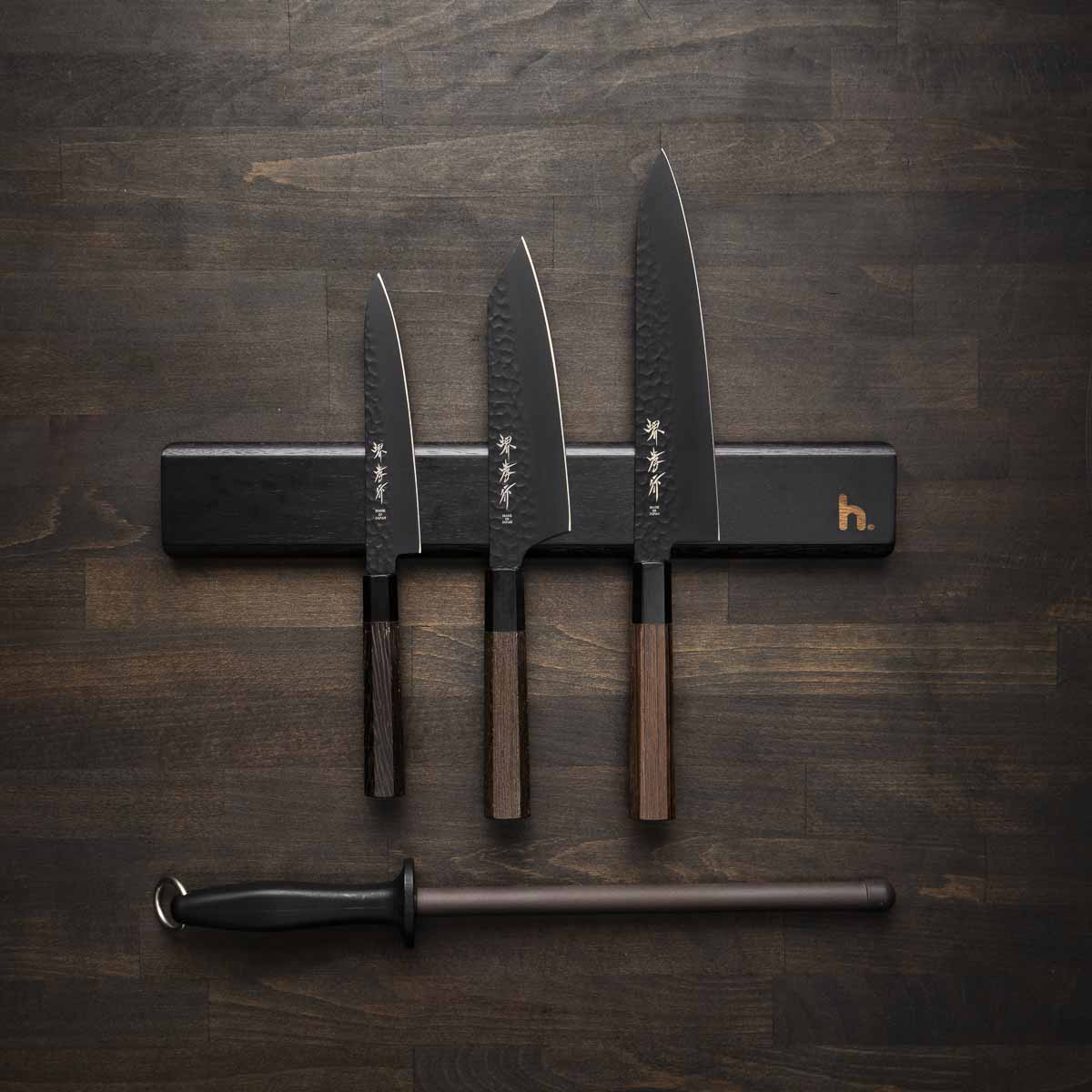 Sakai Takayuki Kurokage VG10 - 3 Knife Set with Magnetic Strip